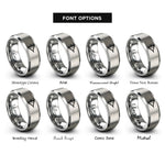 font options for inside engraving on silver comparator symbol rings