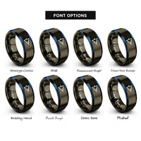 font options for inside engraving on gunmetal & blue comparator symbol rings