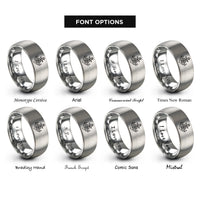 font options for inside engraving on silver compass anchor combo rings