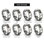 font options for inside engraving on grey compass anchor combo rings