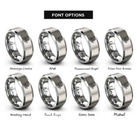font options for inside engraving on grey compass anchor combo rings