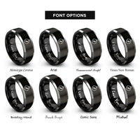 font options for inside engraving on black & grey compass rings