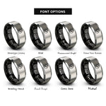 font options for inside engraving on black & silver compass rings