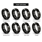 font options for inside engraving on black & grey compass circle rings