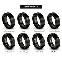 font options for inside engraving on black compass circle rings