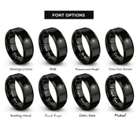 font options for inside engraving on black compass circle rings