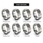 font options for inside engraving on silver compass circle rings