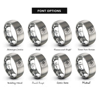 font options for inside engraving on silver compass circle rings