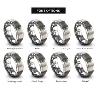 font options for inside engraving on grey compass circle rings