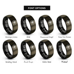 font options for inside engraving on gunmetal & black compass circle rings