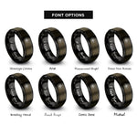 font options for inside engraving on gunmetal & black compass circle rings