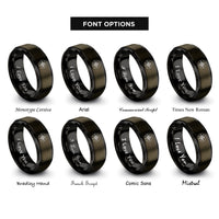font options for inside engraving on gunmetal & black compass circle rings