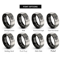 font options for inside engraving on black & gray compass crest shield rings