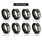 font options for inside engraving on black & silver compass crest shield rings