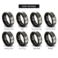 font options for inside engraving on black & silver compass crest shield rings