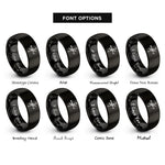 font options for inside engraving on black compass directions rings