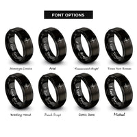 font options for inside engraving on black compass directions rings