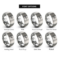 font options for inside engraving on silver compass directions rings