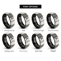 font options for inside engraving on black & gray compass drafting rings