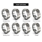 font options for inside engraving on silver compass rings