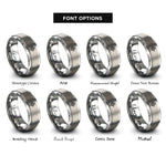 font options for inside engraving on silver compass rings