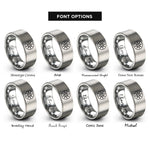 font options for inside engraving on grey compass icon rings