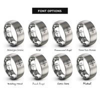 font options for inside engraving on gray compass letters rings