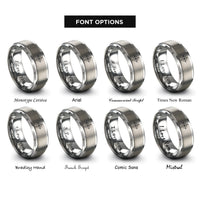 font options for inside engraving on gray compass letters rings