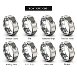 font options for inside engraving on silver compass letters rings