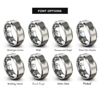 font options for inside engraving on silver compass letters rings