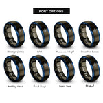 font options for inside engraving on gunmetal & blue compass letters rings