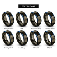 font options for inside engraving on gunmetal & blue compass letters rings