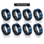 font options for inside engraving on black & blue compass n e s w rings