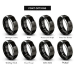 font options for inside engraving on black & gray compass n e s w rings