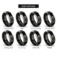 font options for inside engraving on black & gray compass n e s w rings