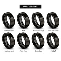font options for inside engraving on black compass n e s w rings