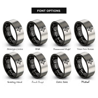 font options for inside engraving on black & silver compass needle rings