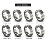 font options for inside engraving on silver compass needle rings