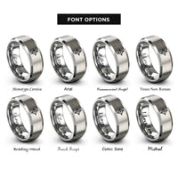 font options for inside engraving on gray compass needle rings