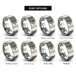 font options for inside engraving on grey compass needle rings
