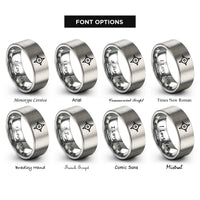 font options for inside engraving on grey compass needle rings