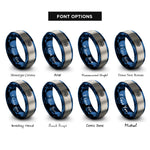 font options for inside engraving on blue & gray compass north rings