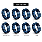 font options for inside engraving on blue compass north rings