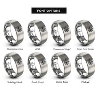 font options for inside engraving on silver compass north rings