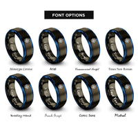 font options for inside engraving on gunmetal & blue compass north rings