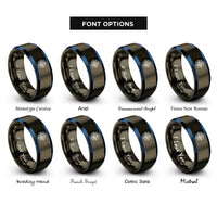 font options for inside engraving on gunmetal & blue compass north rings