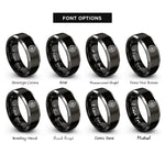 font options for inside engraving on black & gray compass pattern rings