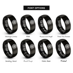 font options for inside engraving on black compass pattern rings