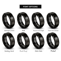 font options for inside engraving on black compass pattern rings