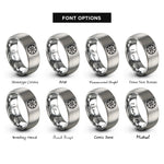 font options for inside engraving on gray compass pattern rings